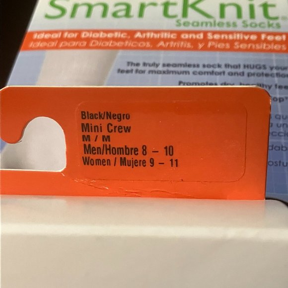 Smart Knit Men's Black Mini Crew Diabetic Socks M (8-10) NIB - Picture 7 of 8